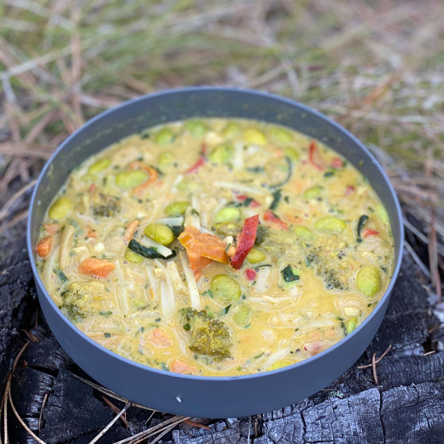 Thai Peanut Curry with Roasted Vegetables and Rice Noodles
