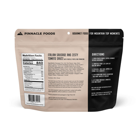 Italian Sausage and Zesty Tomato Sauce with Farfalle Pasta, and Parmesan