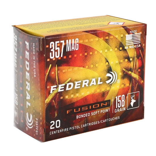 Federal Fusion 357 Magnum Ammo 158 Grain Bonded Soft Point - F357FS1