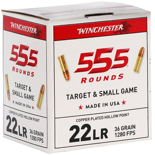 Winchester 22 Long Rifle Ammo 36 Grain Plated Lead Hollow Point - 22LR555HP
