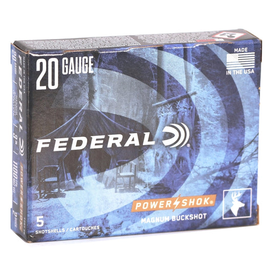 Federal Power-Shok 20 Gauge Ammo 3" Buffered #2 Buckshot 18 Pellets - F207 2B