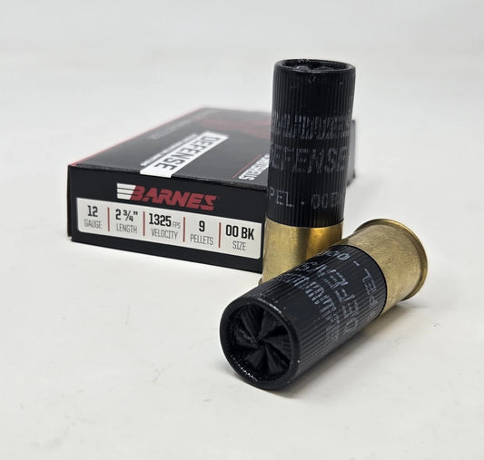 Barnes Defense Buckshot Shotshells 12ga 2-3/4" 9 Pellets 1325 FPS #00 5/ct