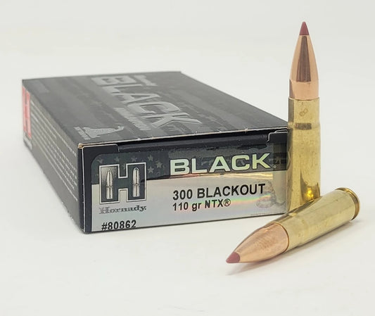 Hornady 300 Blackout Ammunition Black 110 Grain NTX 20 Rounds - H80862