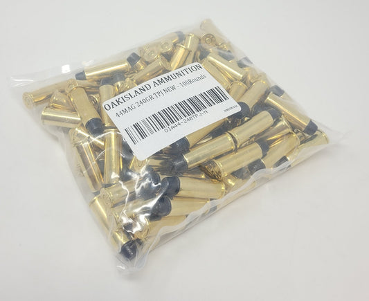 Oak Island 44 Mag Ammunition 240 Grain Flat Point Total Polymer Jacket 100 Rounds -OIA44MAG240FP