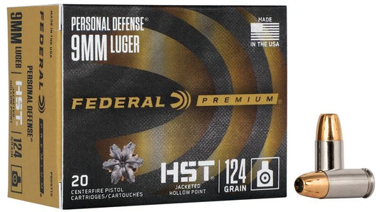 Personal Defense Federal HST, 9mm Luger, 124 Grain, HST Jacketed Hollow Point - P9HST1S