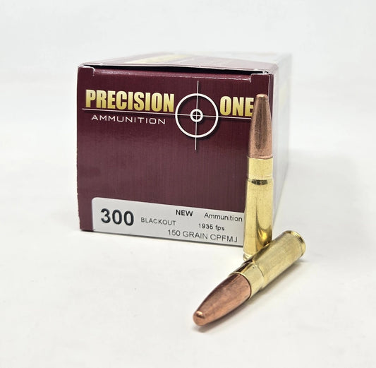 Precision One 300 AAC Blackout Ammunition 150 Grain Full Metal Jacket 50 Rounds - PONE1721