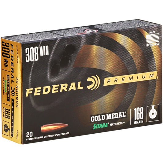Federal Gold Medal 308 Winchester Ammo 168 Grain Sierra MatchKing Hollow Point - GM308M