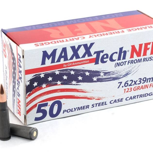 Maxx-Tech NFR 7.62x39 123 Grain FMJ Steel Cased 50 Rounds