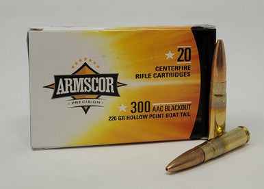 Armscor 300 AAC Blackout Ammunition Subsonic 220 Grain Boat Tail Hollow Point 20 Rounds - ARM50452