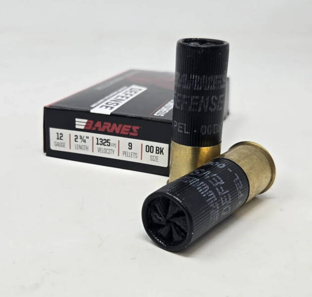 Barnes Defense Buckshot Shotshells 12ga 2-3/4" 9 Pellets 1325 FPS #00 5/ct