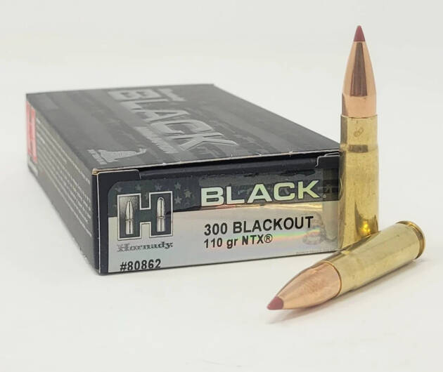 Hornady 300 Blackout Ammunition Black 110 Grain NTX 20 Rounds - H80862