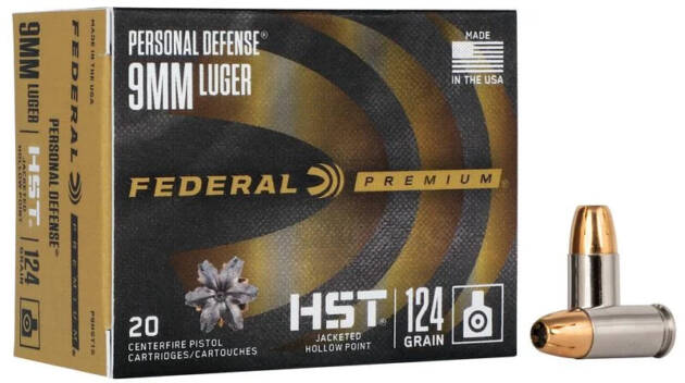 Personal Defense Federal HST, 9mm Luger, 124 Grain, HST Jacketed Hollow Point - P9HST1S