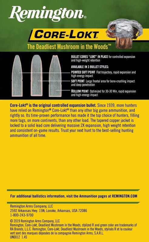Remington Core-Lokt 30-06 Springfield Ammo 165 Grain Pointed Soft Point - R3006B - Image 2