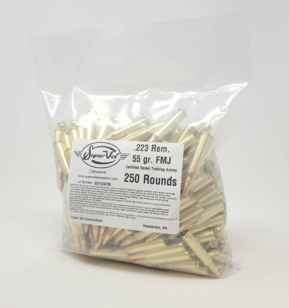 Super Vel 223 Rem 55 Grain FMJ 250 Rounds - SVEL223FMJ25