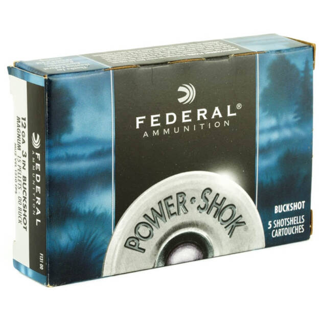 Federal Power-Shok 12 Gauge Ammo 3" 15 Pellets 00 Buffered Buckshot - F13100
