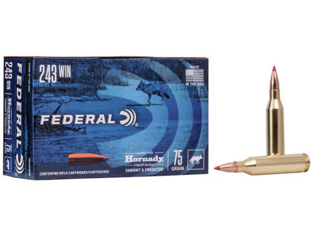 Federal Varmint & Predator 243 Winchester Ammo 75 Grain Hornady V-Max Polymer Tip - V243VM75