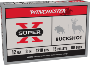 Winchester Super X Buckshot XB12300, 12 Gauge, 3", 15 Pellets, 1210 fps, #00 Buffered Lead Buckshot, 5 Rd